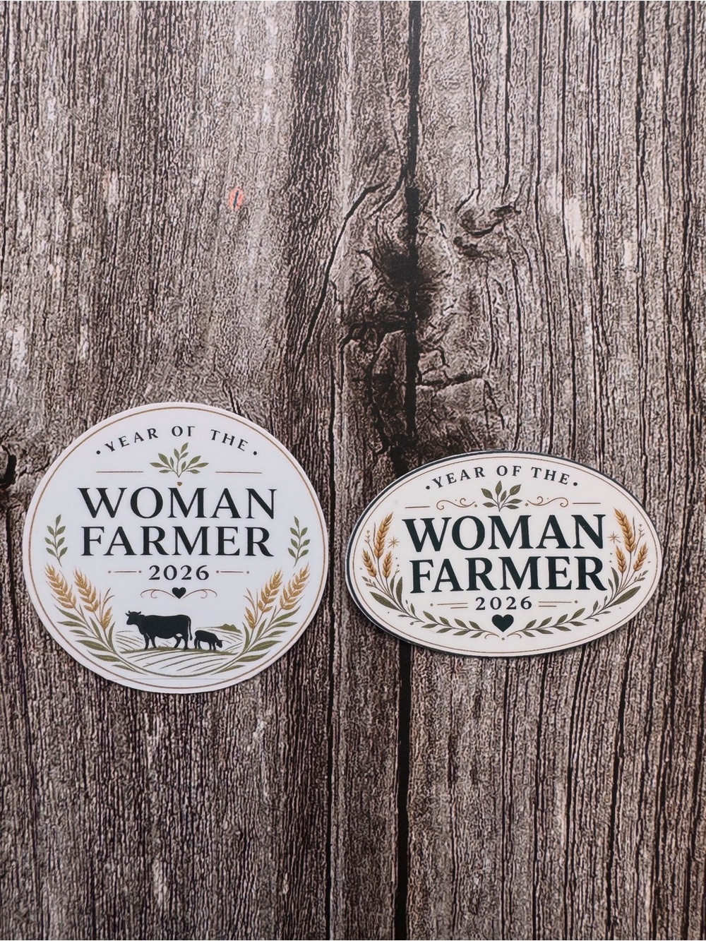 Woman Farmer 2026 Round & Oval Sticker Set